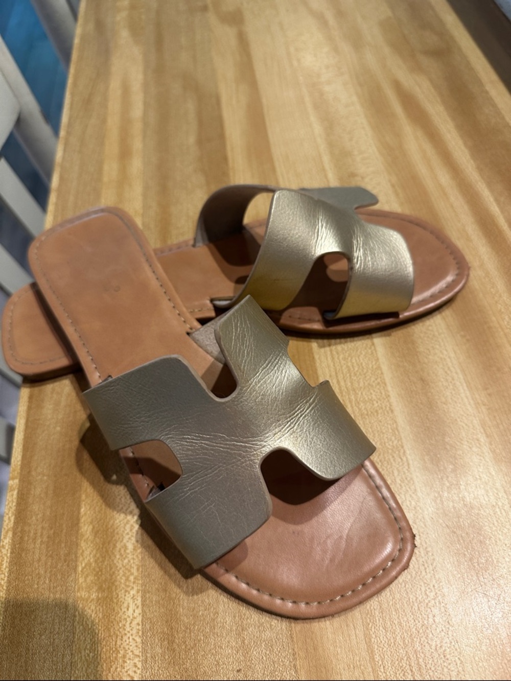 Pierre Dumas Metallic Gold Slide Sandals
